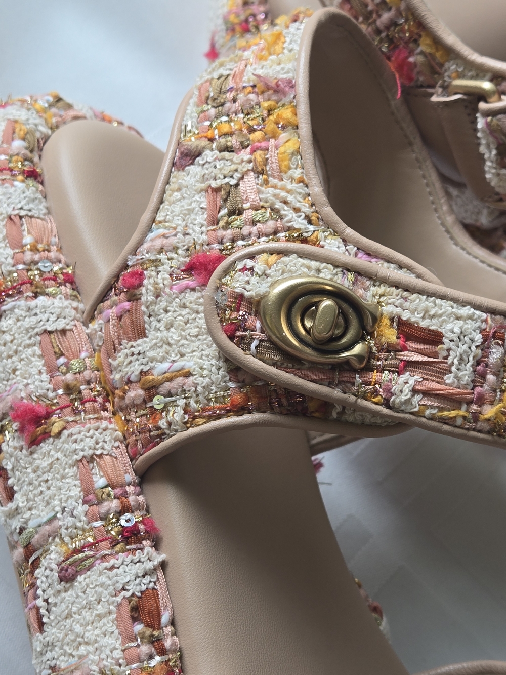 Coach Multicolor Tweed Platform Sandals - Picture 3 of 12